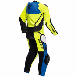 Dainese Gen-Z Costume en cuir pour enfants perforé One Piece, bleu-jaune, taille M 164 pour Des gamins