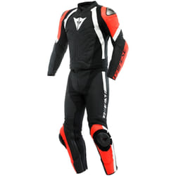 Dainese Avro 4 Combinaison moto 2 pièces en cuir, noir-blanc-rouge, taille 52 pour Hommes