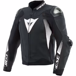 Dainese Super Speed 4 Veste en cuir de moto, noir-blanc, taille 48 pour Hommes