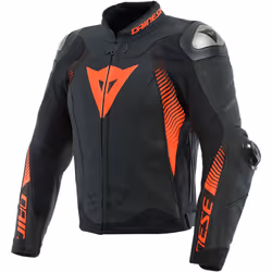 Dainese Super Speed 4 Veste en cuir de moto, noir-rouge, taille 46 pour Hommes