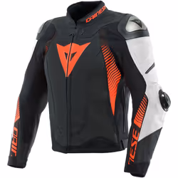 Dainese Super Speed 4 veste en cuir de moto perforée, noir-blanc-rouge, taille 44 pour Hommes
