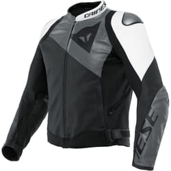 Dainese Sportiva Veste en cuir de moto, noir-gris-blanc, taille 60 pour Hommes