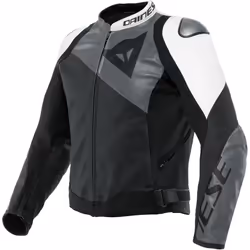 Dainese Sportiva Veste en cuir de moto, noir-gris-blanc, taille 60 pour Hommes