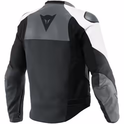 Dainese Sportiva Veste en cuir de moto, noir-gris-blanc, taille 60 pour Hommes