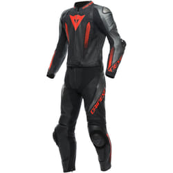 Dainese Laguna Seca 5 Costume en cuir de moto 2 pièces, noir-gris-rouge, taille 52 pour Hommes