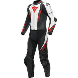 Dainese Laguna Seca 5 Costume en cuir de moto 2 pièces, noir-blanc-rouge, taille 48 pour Hommes
