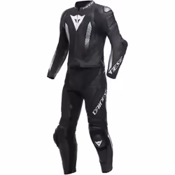 Dainese Laguna Seca 5 Combinaison en cuir de moto perforée 2 pièces, noir-blanc, taille 48 pour Hommes