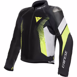 Dainese Super Rider 2 Absoluteshell Veste textile de moto, noir-blanc-jaune, taille 52 pour Hommes