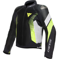Dainese Super Rider 2 Absoluteshell Veste textile de moto, noir-blanc-jaune, taille 52 pour Hommes