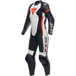 Dainese Grobnik 1-Piece Ladies Moto Leather Suit, noir-blanc-rouge, taille 44 pour Femmes