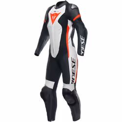 Dainese Grobnik 1-Piece Ladies Moto Leather Suit, noir-blanc-rouge, taille 42 pour Femmes