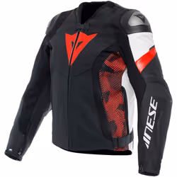 Dainese Avro 5 Veste en cuir de moto, noir-blanc-rouge, taille 50 pour Hommes