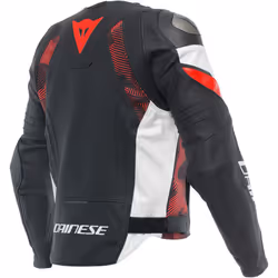 Dainese Avro 5 Veste en cuir de moto, noir-blanc-rouge, taille 52 pour Hommes