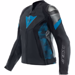 Dainese Avro 5 Veste en cuir de moto pour dames, noir-bleu, taille 44 pour Femmes
