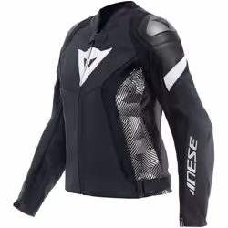Dainese Avro 5 Veste en cuir de moto pour dames, noir-blanc, taille 50 pour Femmes