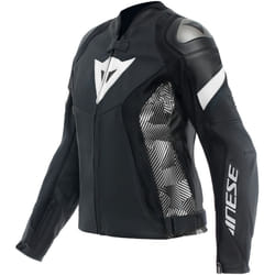 Dainese Avro 5 Veste en cuir de moto pour dames, noir-blanc, taille 50 pour Femmes