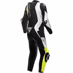 Dainese Audax D-Zip Combinaison en cuir de moto 1 pièce perforée, noir-blanc-jaune, taille 52 pour Hommes