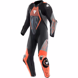 Dainese Audax D-Zip Combinaison en cuir de moto 1 pièce perforée, noir-gris-rouge, taille 48 pour Hommes