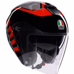 AGV Irides Valenza Casque jet, noir-gris-rouge, taille S pour Hommes