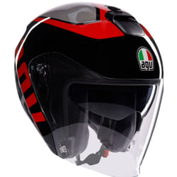 AGV Irides Valenza Casque jet, noir-gris-rouge, taille XL pour Hommes