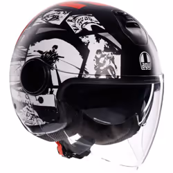 AGV Eteres History Casque jet, noir-blanc-rouge, taille XL pour Hommes
