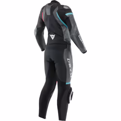 Dainese Fulminea Combinaison de moto en cuir 2 pièces pour femmes, noir-rose-bleu, taille 46