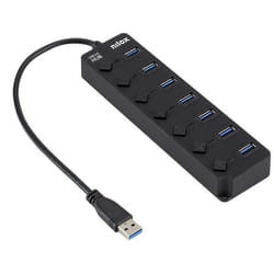 Nilox NXHUB-06 hub & concentrateur USB 3.2 Gen 1 (3.1 Gen 1) Type-A 5000 Mbit/s Noir