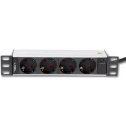 Techly I-CASE M10-4D, Basique, 1U, Monophasé, horizontale, Aluminium, Noir, Argent