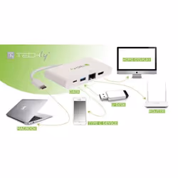 Techly IADAP USB31-DOCK1 station d'accueil USB 3.2 Gen 1 (3.1 Gen 1) Type-C Blanc