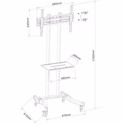 Techly ICA-TR23 Support TV et centre de divertissement 1 étagères - Vue supplémentaire 3