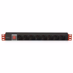 Techly I-CASE STRIP-18C20, Basique, 1U, Monophasé, horizontale, Aluminium, Noir, Rouge