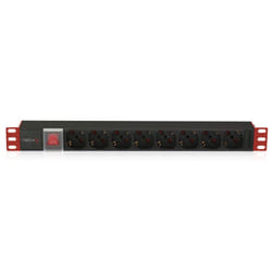 Techly I-CASE STRIP-18C20 unité de distribution d'énergie 8 sortie(s) CA 1U Noir, Rouge