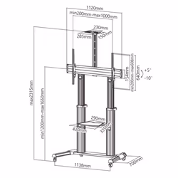 Techly ICA-TR24 Support TV et centre de divertissement 1 étagères