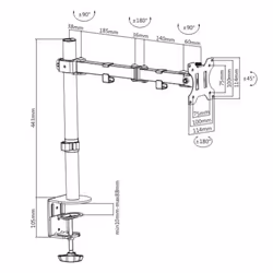 Techly ICA-LCD 503BK support d'écran plat pour bureau 32" Noir