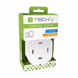 Techly IPW-USB-CUB496 chargeur d'appareils mobiles Caméra Numérique, MP3, MP4, Smartphone, Tablette Blanc Secteur Intérieure