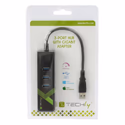 Techly IDATA USB-ETGIGA-3U2 station d'accueil USB 3.2 Gen 1 (3.1 Gen 1) Type-A Noir