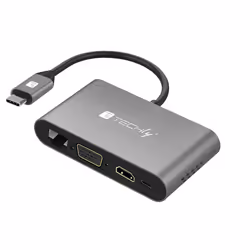 Techly IADAP USB31-DOCK3, USB Type-C, HDMI, RJ-45, USB 3.2 Gen 1 (3.1 Gen 1), VGA, Gris, Mâle, Femelle, Windows 11