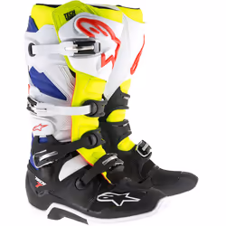 Alpinestars Tech 7 Bottes de motocross, noir-blanc-bleu, taille 51 pour Hommes