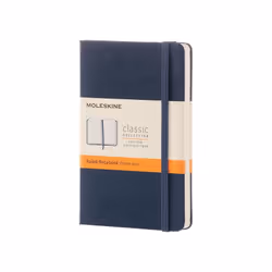 Moleskine Classic, Monochromatique, Bleu, 192 feuilles, 70 g/m², Papier ligné, Couverture rigide