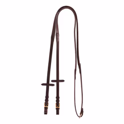 Rênes pour cheval en cuir et caoutchouc pour bridon anglais avec boucles Equestro