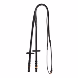 Rênes pour cheval en cuir et caoutchouc pour bridon anglais avec boucles Equestro