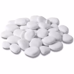 Description Stones Sac stones en différentes couleurs. Blanc, gris, noir, idéal pour la décoration. Dimensions : 3 x 4 cm.