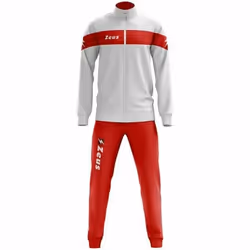 Jogging Homme Grande Taille - Zeus - Blanc et Rouge - Manches Longues - Respirant - Multisport