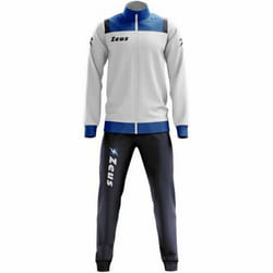Jogging Homme Grande Taille - Zeus - Blanc Royal et Bleu - Manches Longues - Respirant - Multisport