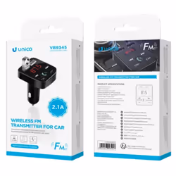 UNICO VB9345 transmetteur FM 87,5 - 108 MHz Bluetooth/USB Noir