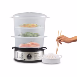 Beper BC.250 cuiseur vapeur 3 Nombre de paniers Comptoir 800 W Acier inoxydable, Transparent