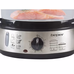 Beper BC.250 cuiseur vapeur 3 Nombre de paniers Comptoir 800 W Acier inoxydable, Transparent
