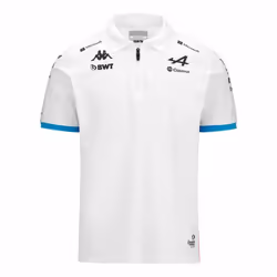 Polo enfant ADREM BWT Alpine F1 Team 2024 - Blanc bleu rose - Manches courtes - Respirant