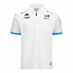 Polo enfant ADREM BWT Alpine F1 Team 2024 - Blanc bleu rose - Manches courtes - Respirant