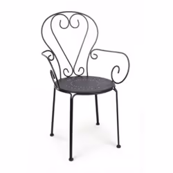 DESCRIPTION GÉNÉRALE Chaise de jardin avec accoudoirs en acier anthracite. SPÉCIFICATIONS TECHNIQUES Structure en acier, trai ...